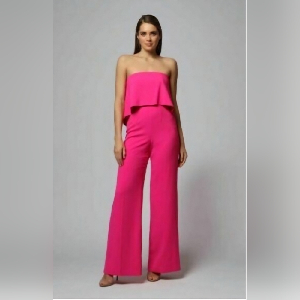 NWT JAYGODFREY Strapless Crepe Wide Leg Jumpsuit